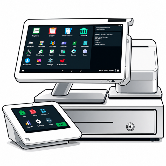 Clover Station Duo — front-counter checkout with merchant and customer-facing displays