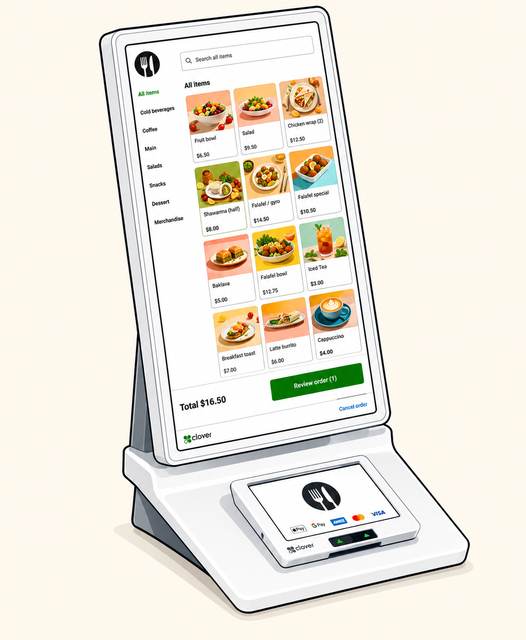 Clover Kiosk — self-ordering kiosk that reduces front-counter congestion at peak traffic