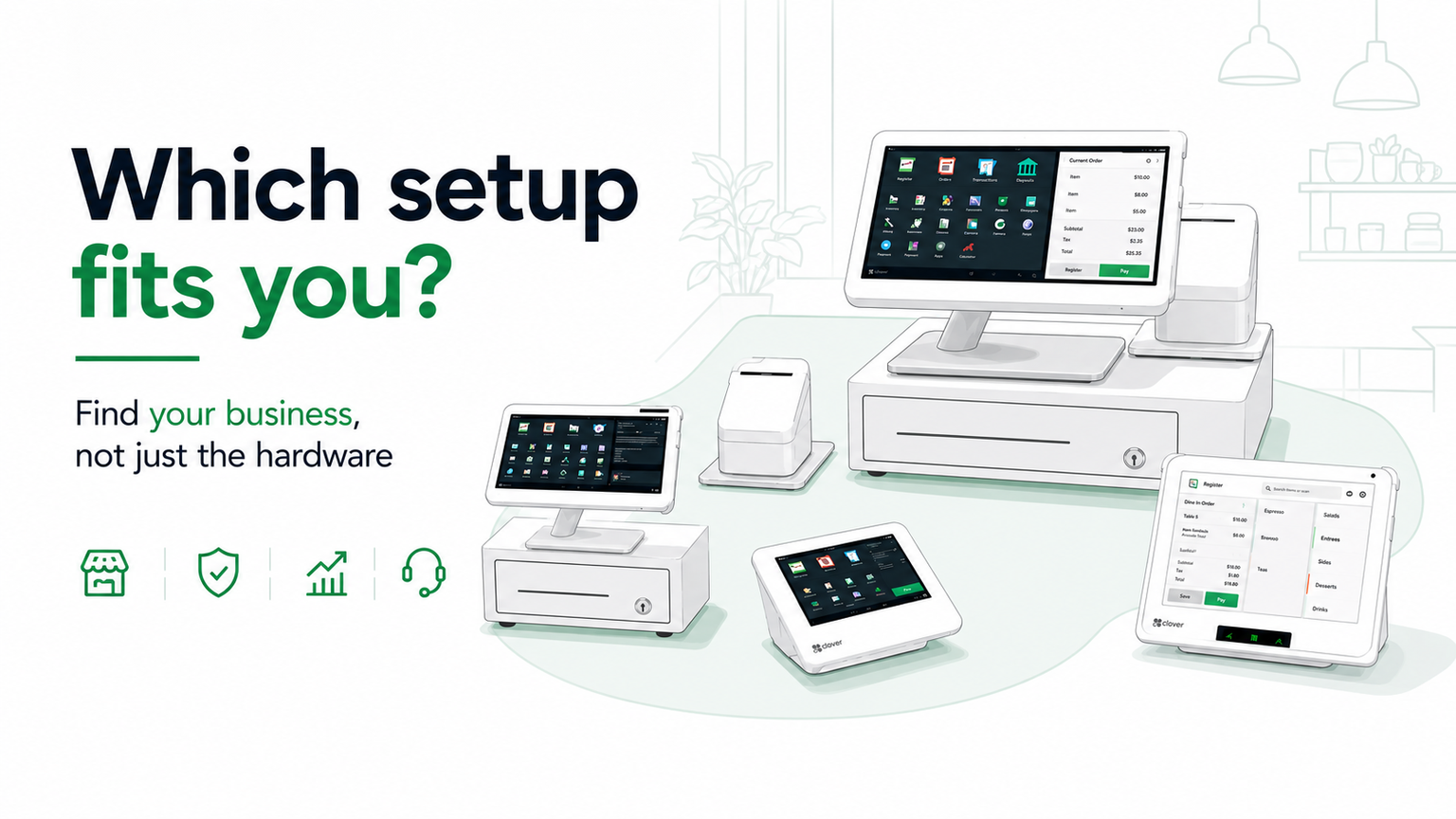 Which Clover setup fits you — Clover Mini, Station, Flex, and Printer hardware lineup for restaurants and retail from MKR Systems