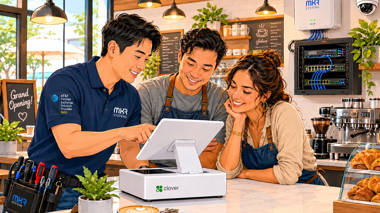 New in business? Your all-in-one POS & IT solutions — MKR Systems sets up POS, internet, network, phone, and website for new Southern California businesses
