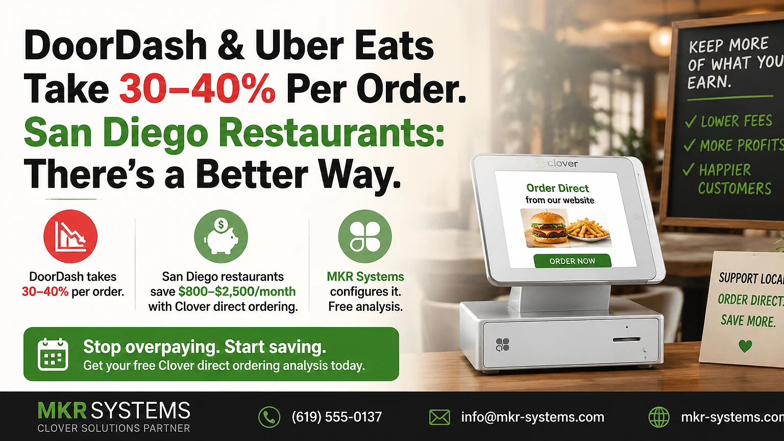 DoorDash & Uber Eats Take 30–40% Per Order. San Diego Restaurants: There's a Better Way.